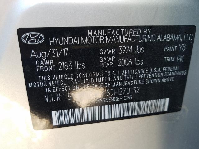 Photo 9 VIN: 5NPD84LF8JH270132 - HYUNDAI ELANTRA SE 