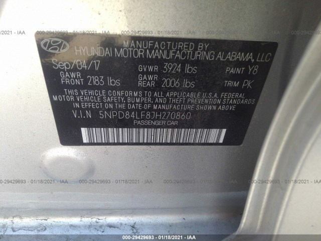 Photo 8 VIN: 5NPD84LF8JH270860 - HYUNDAI ELANTRA 