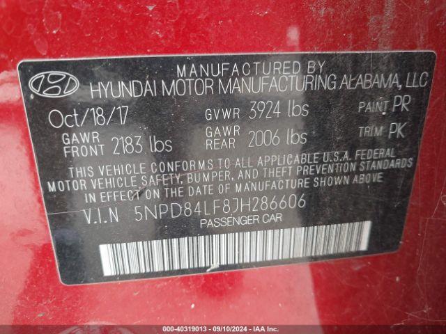 Photo 8 VIN: 5NPD84LF8JH286606 - HYUNDAI ELANTRA 