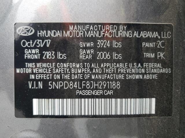 Photo 12 VIN: 5NPD84LF8JH291188 - HYUNDAI ELANTRA 