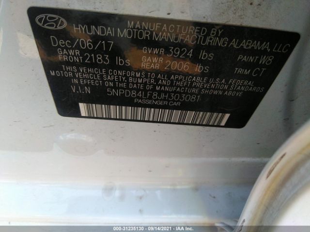 Photo 8 VIN: 5NPD84LF8JH303081 - HYUNDAI ELANTRA 