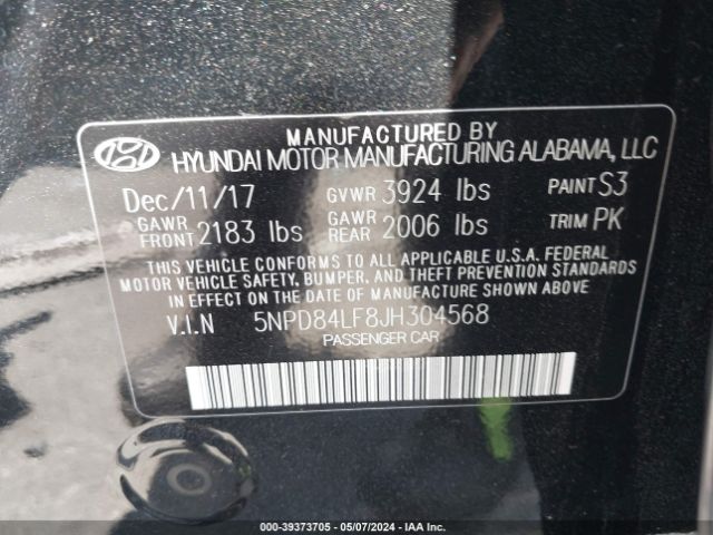 Photo 8 VIN: 5NPD84LF8JH304568 - HYUNDAI ELANTRA 