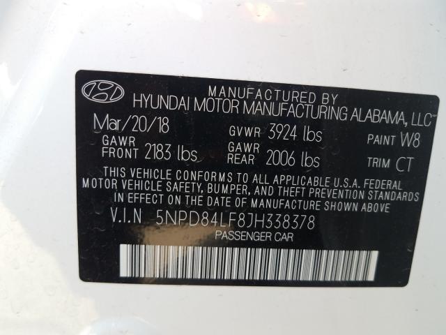 Photo 9 VIN: 5NPD84LF8JH338378 - HYUNDAI ELANTRA SE 