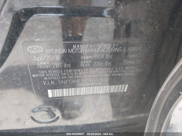 Photo 8 VIN: 5NPD84LF8JH352653 - HYUNDAI ELANTRA 