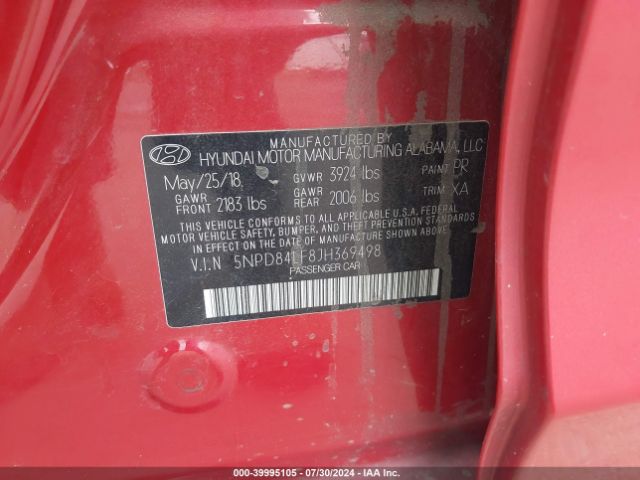 Photo 8 VIN: 5NPD84LF8JH369498 - HYUNDAI ELANTRA 