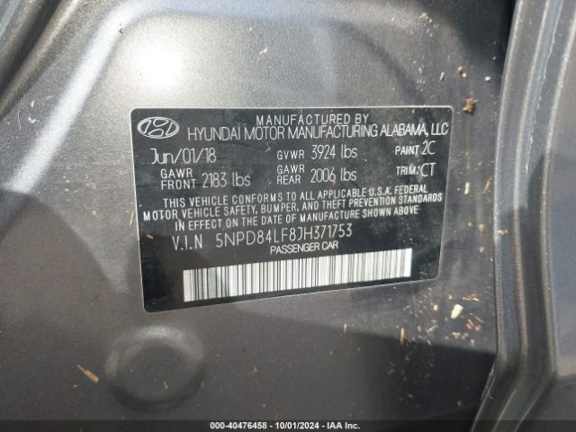 Photo 8 VIN: 5NPD84LF8JH371753 - HYUNDAI ELANTRA 