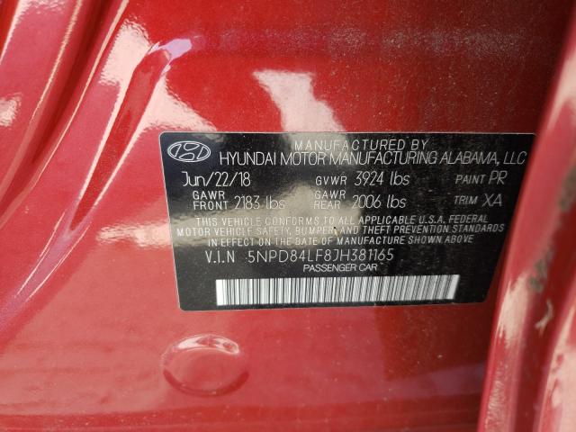 Photo 9 VIN: 5NPD84LF8JH381165 - HYUNDAI ELANTRA SE 