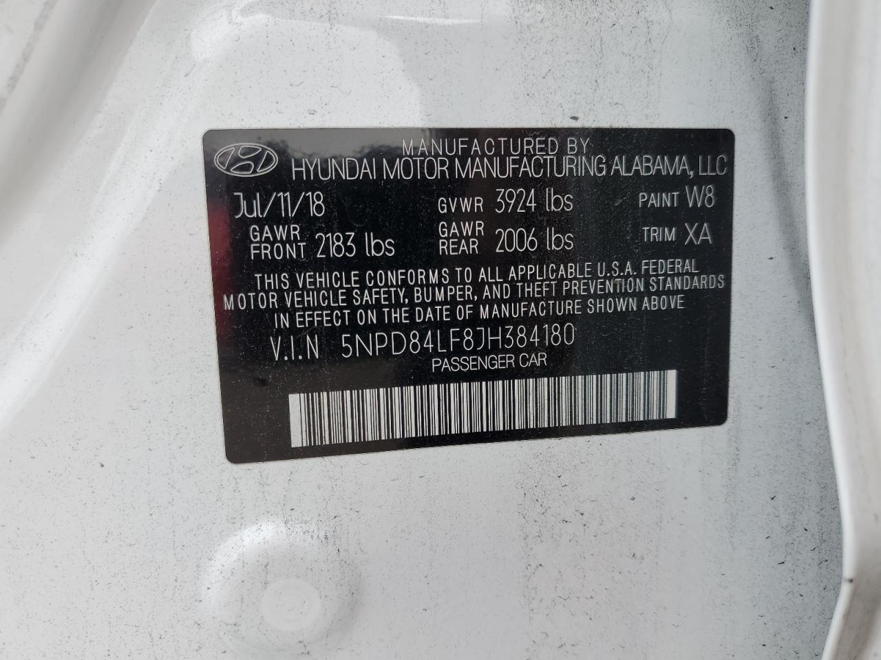 Photo 11 VIN: 5NPD84LF8JH384180 - HYUNDAI ELANTRA 