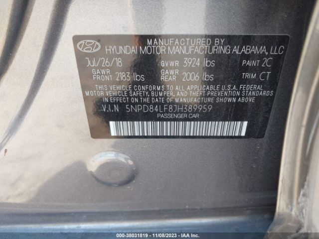 Photo 8 VIN: 5NPD84LF8JH389959 - HYUNDAI ELANTRA 