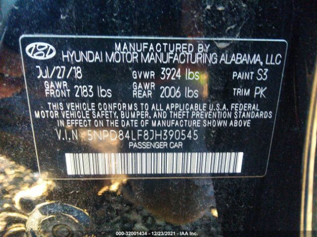 Photo 8 VIN: 5NPD84LF8JH390545 - HYUNDAI ELANTRA 