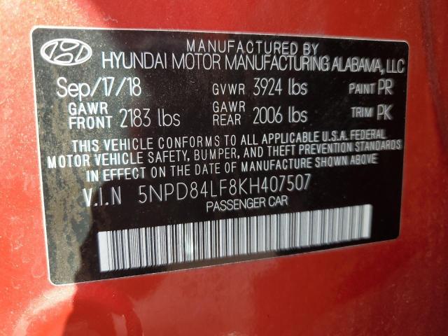 Photo 12 VIN: 5NPD84LF8KH407507 - HYUNDAI ELANTRA 