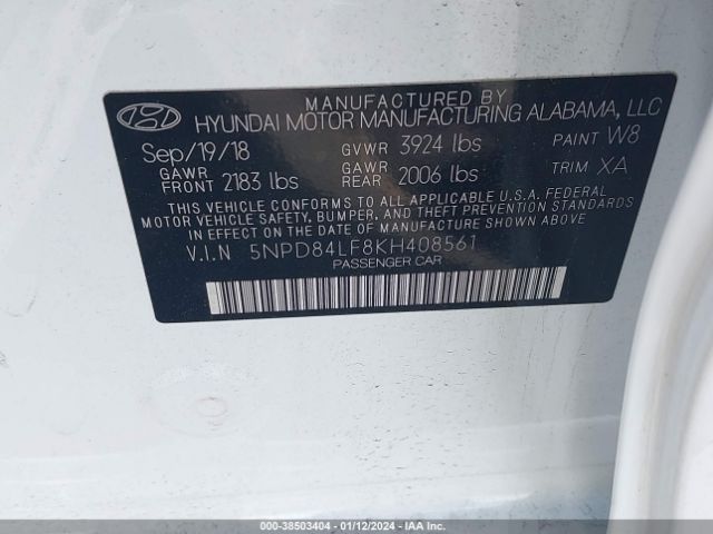 Photo 8 VIN: 5NPD84LF8KH408561 - HYUNDAI ELANTRA 