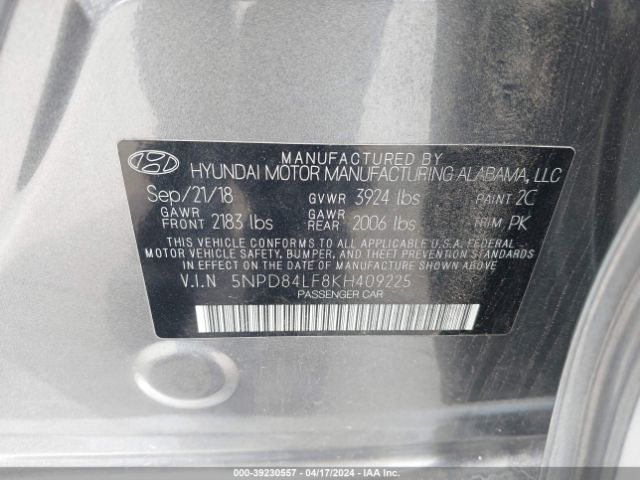 Photo 8 VIN: 5NPD84LF8KH409225 - HYUNDAI ELANTRA 