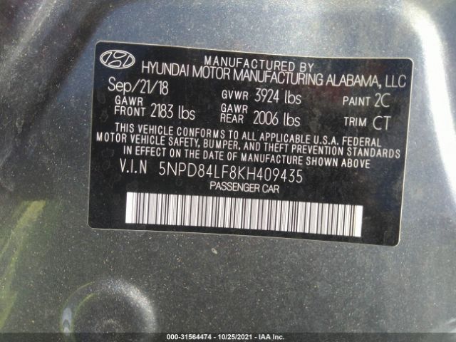 Photo 8 VIN: 5NPD84LF8KH409435 - HYUNDAI ELANTRA 