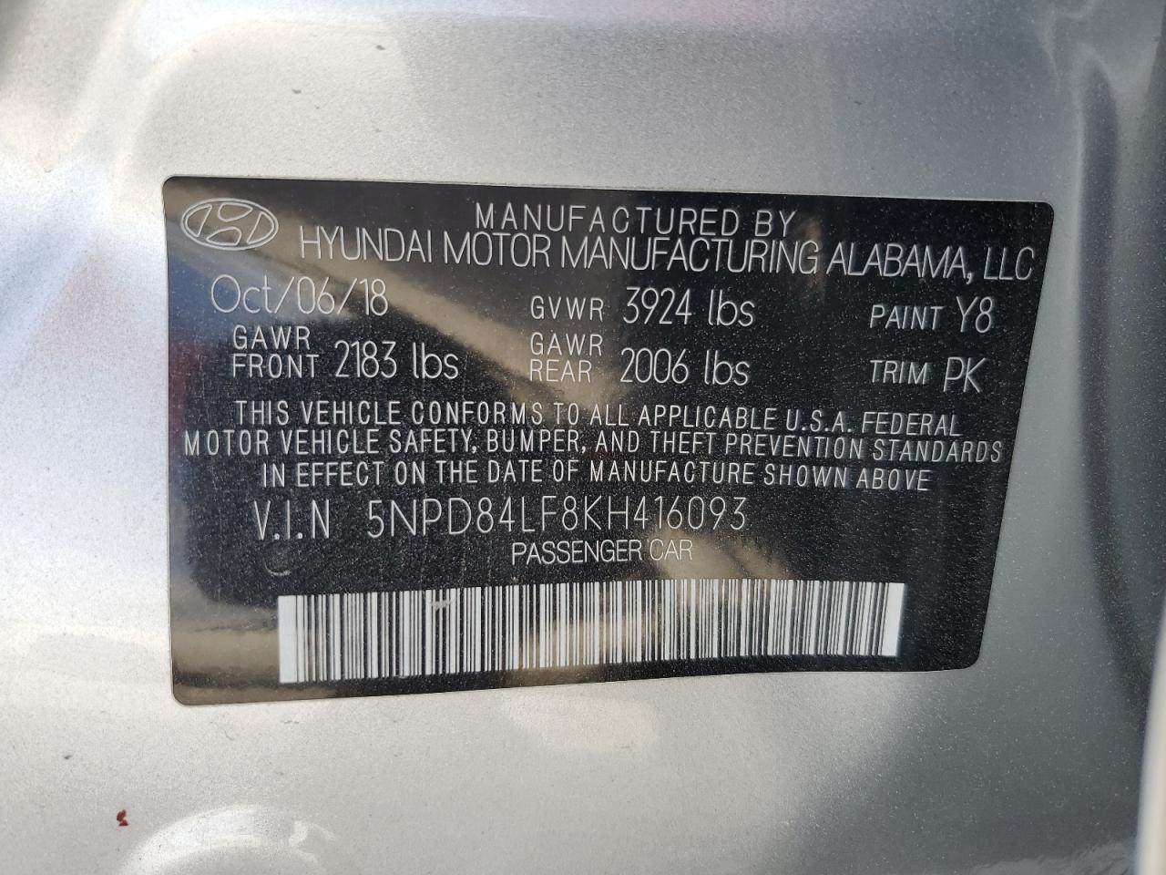 Photo 11 VIN: 5NPD84LF8KH416093 - HYUNDAI ELANTRA 