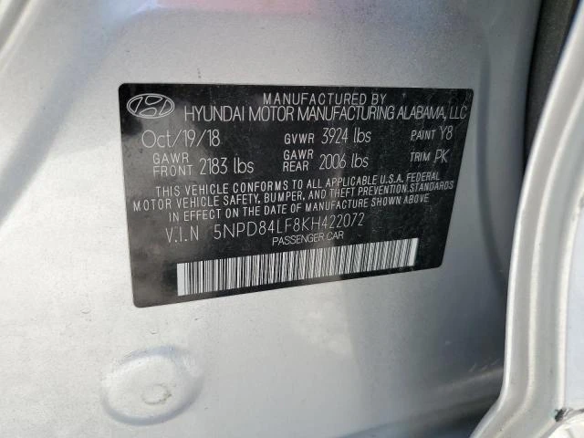 Photo 11 VIN: 5NPD84LF8KH422072 - HYUNDAI ELANTRA SE 