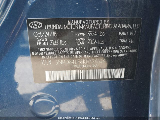 Photo 8 VIN: 5NPD84LF8KH424534 - HYUNDAI ELANTRA 