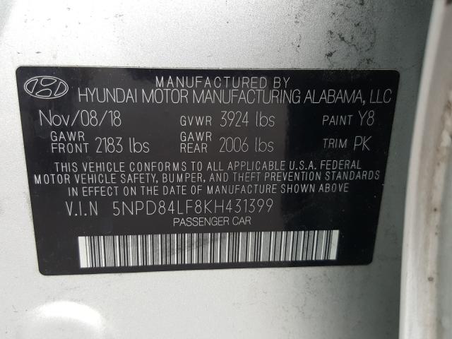 Photo 9 VIN: 5NPD84LF8KH431399 - HYUNDAI ELANTRA SE 