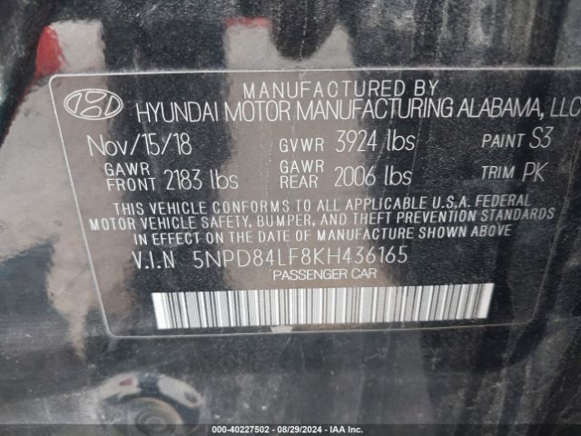 Photo 8 VIN: 5NPD84LF8KH436165 - HYUNDAI ELANTRA 