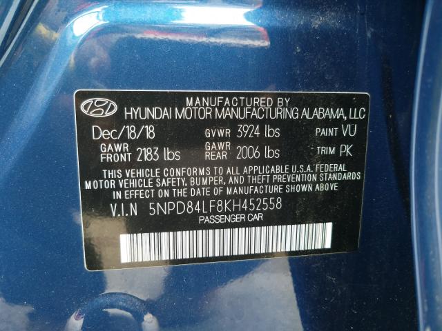 Photo 9 VIN: 5NPD84LF8KH452558 - HYUNDAI ELANTRA SE 