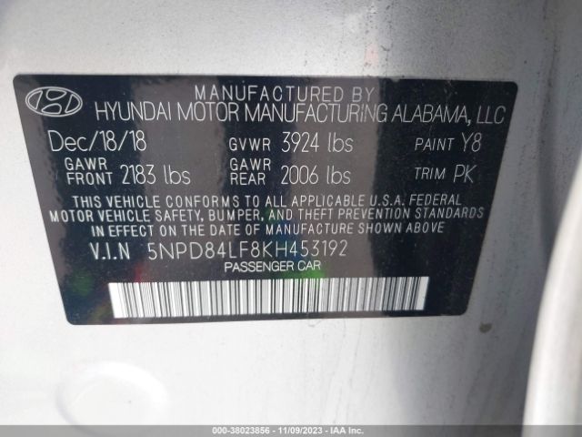 Photo 8 VIN: 5NPD84LF8KH453192 - HYUNDAI ELANTRA 