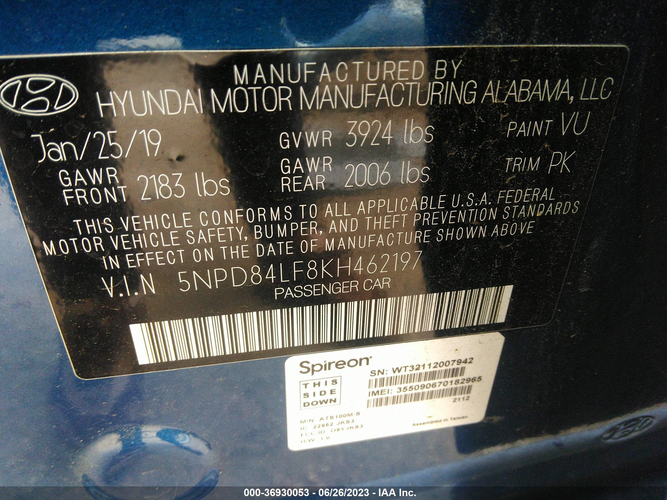 Photo 8 VIN: 5NPD84LF8KH462197 - HYUNDAI ELANTRA 