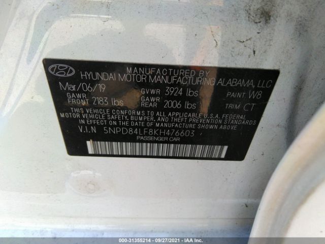 Photo 8 VIN: 5NPD84LF8KH476603 - HYUNDAI ELANTRA 