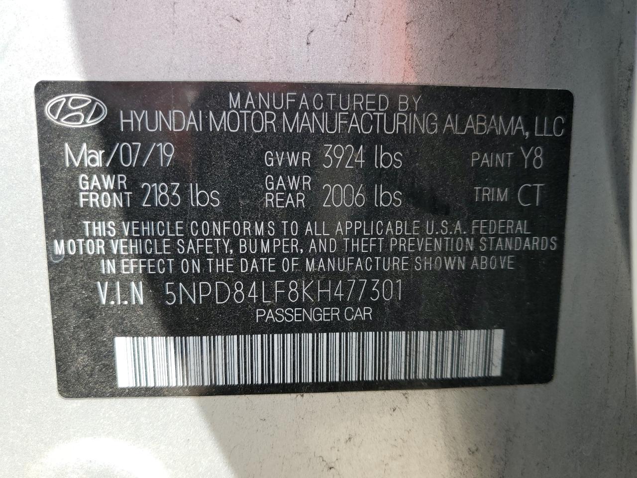 Photo 12 VIN: 5NPD84LF8KH477301 - HYUNDAI ELANTRA 