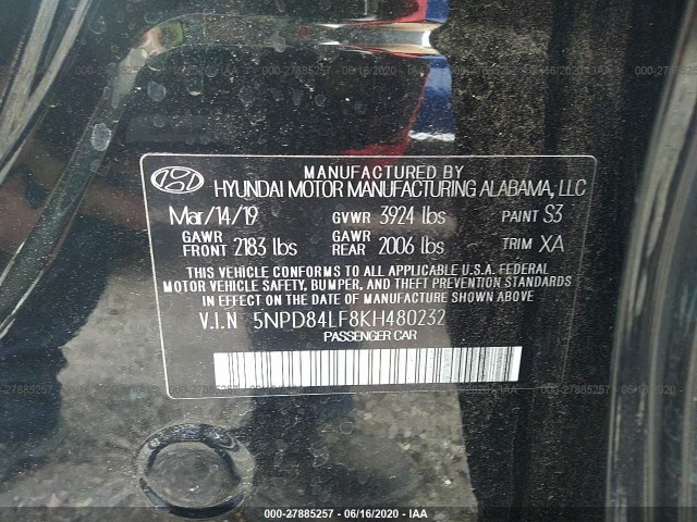 Photo 8 VIN: 5NPD84LF8KH480232 - HYUNDAI ELANTRA 