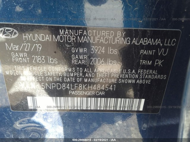 Photo 8 VIN: 5NPD84LF8KH484541 - HYUNDAI ELANTRA 