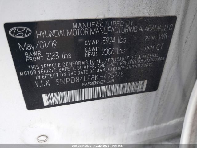 Photo 8 VIN: 5NPD84LF8KH495278 - HYUNDAI ELANTRA 