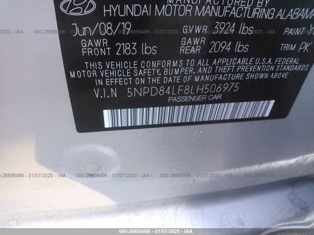 Photo 8 VIN: 5NPD84LF8LH506975 - HYUNDAI ELANTRA 