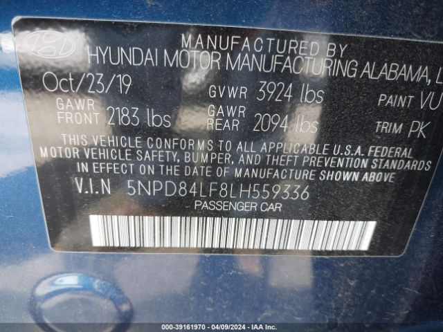 Photo 8 VIN: 5NPD84LF8LH559336 - HYUNDAI ELANTRA 