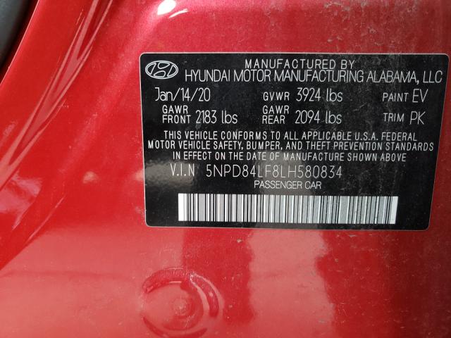 Photo 9 VIN: 5NPD84LF8LH580834 - HYUNDAI ELANTRA SE 