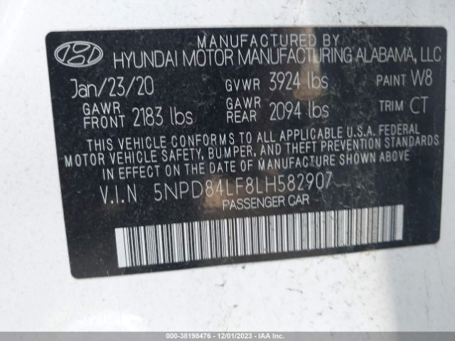 Photo 8 VIN: 5NPD84LF8LH582907 - HYUNDAI ELANTRA 