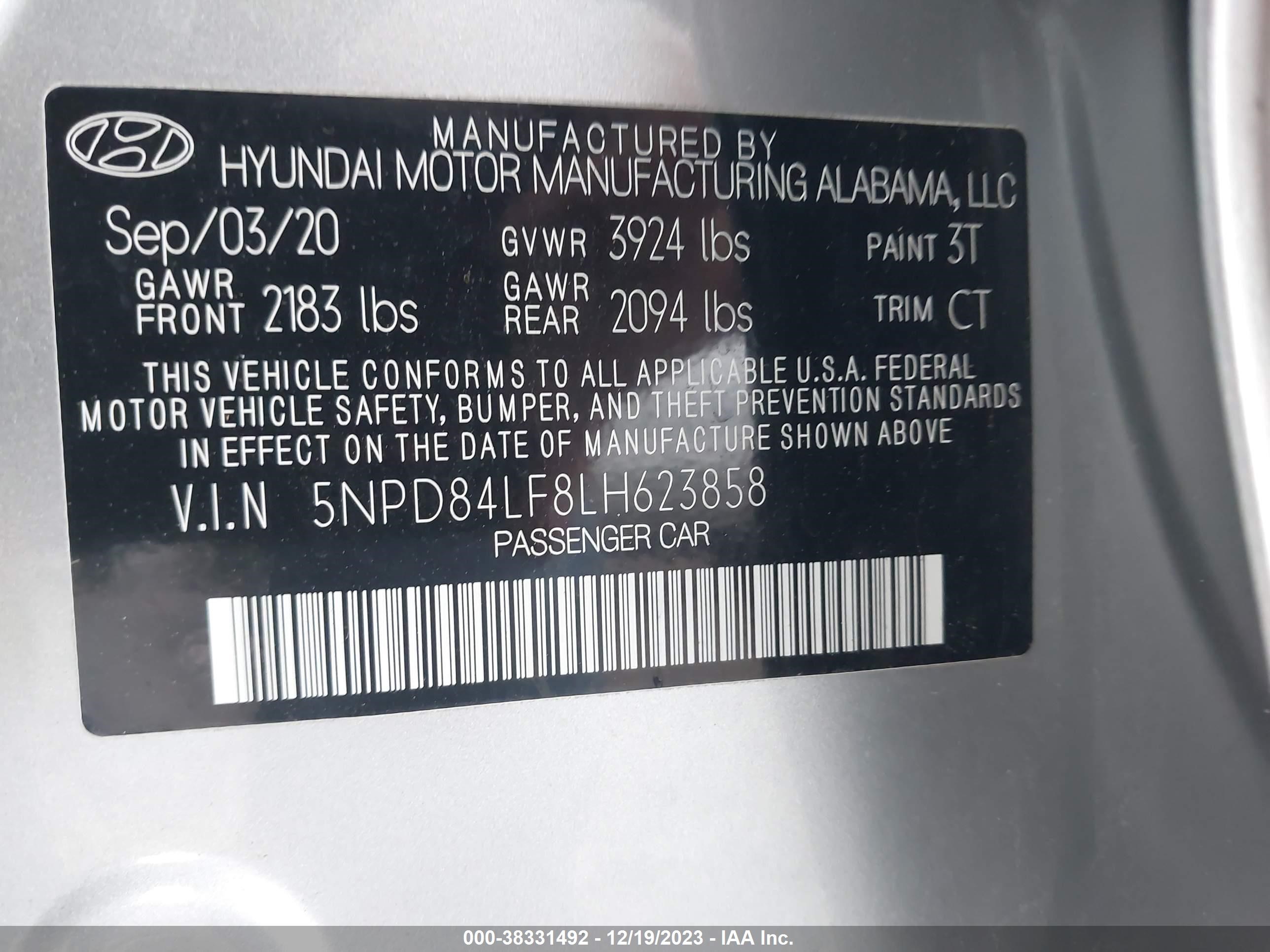 Photo 8 VIN: 5NPD84LF8LH623858 - HYUNDAI ELANTRA 