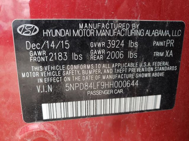 Photo 9 VIN: 5NPD84LF9HH000644 - HYUNDAI ELANTRA SE 