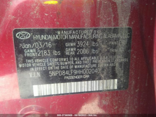 Photo 8 VIN: 5NPD84LF9HH002040 - HYUNDAI ELANTRA 