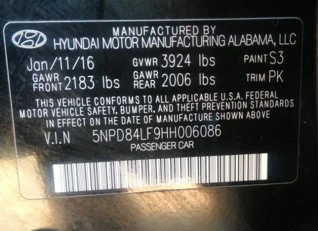 Photo 8 VIN: 5NPD84LF9HH006086 - HYUNDAI ELANTRA 