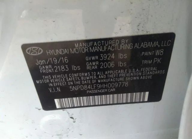 Photo 8 VIN: 5NPD84LF9HH009778 - HYUNDAI ELANTRA 