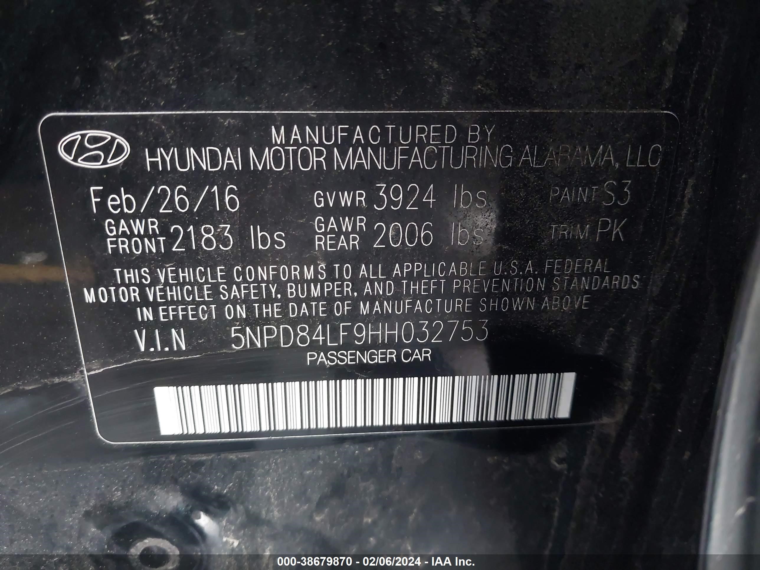 Photo 8 VIN: 5NPD84LF9HH032753 - HYUNDAI ELANTRA 