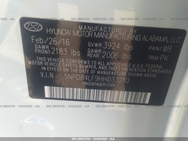 Photo 8 VIN: 5NPD84LF9HH033210 - HYUNDAI ELANTRA 