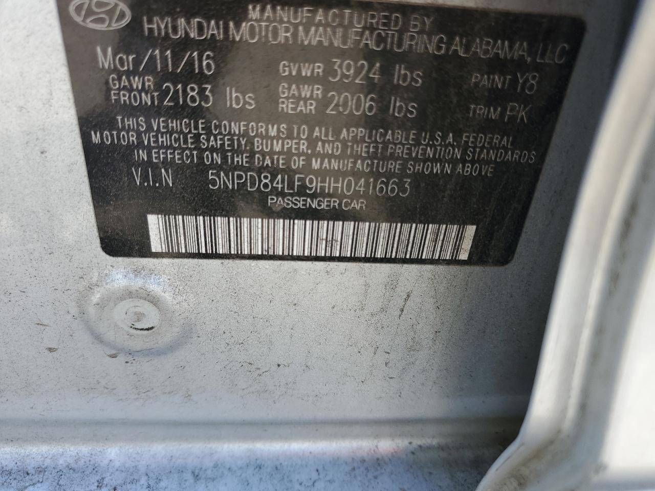 Photo 12 VIN: 5NPD84LF9HH041663 - HYUNDAI ELANTRA 