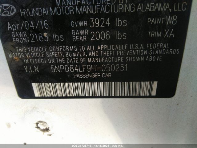 Photo 8 VIN: 5NPD84LF9HH050251 - HYUNDAI ELANTRA 