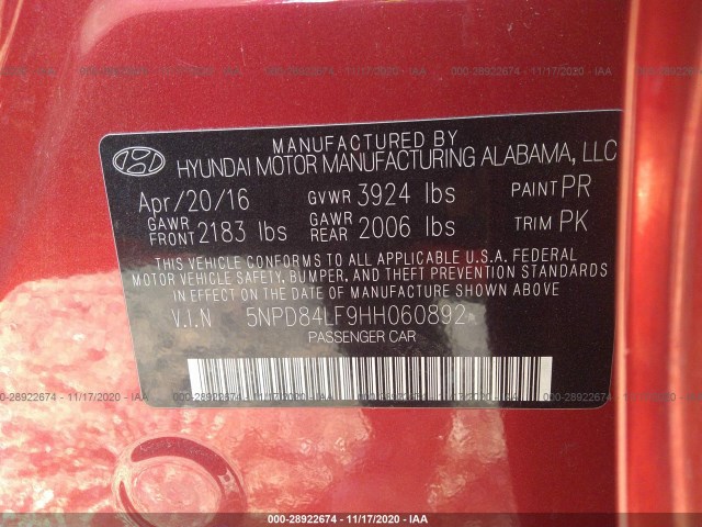 Photo 8 VIN: 5NPD84LF9HH060892 - HYUNDAI ELANTRA 