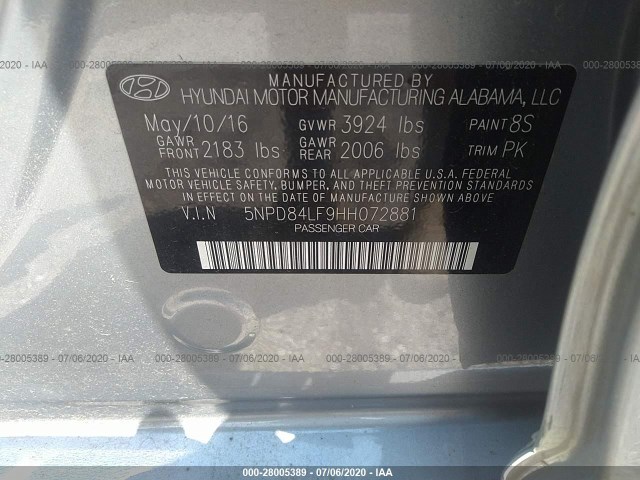 Photo 8 VIN: 5NPD84LF9HH072881 - HYUNDAI ELANTRA 