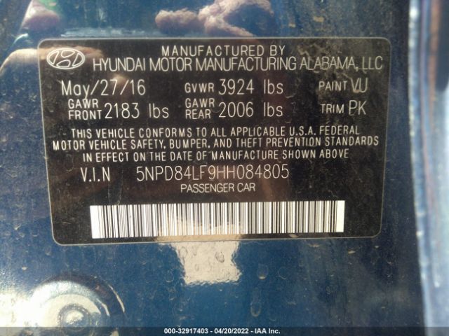 Photo 8 VIN: 5NPD84LF9HH084805 - HYUNDAI ELANTRA 