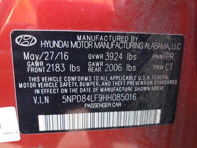 Photo 9 VIN: 5NPD84LF9HH085016 - HYUNDAI ELANTRA SE 