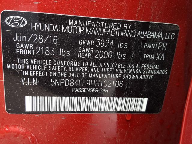 Photo 9 VIN: 5NPD84LF9HH102106 - HYUNDAI ELANTRA SE 