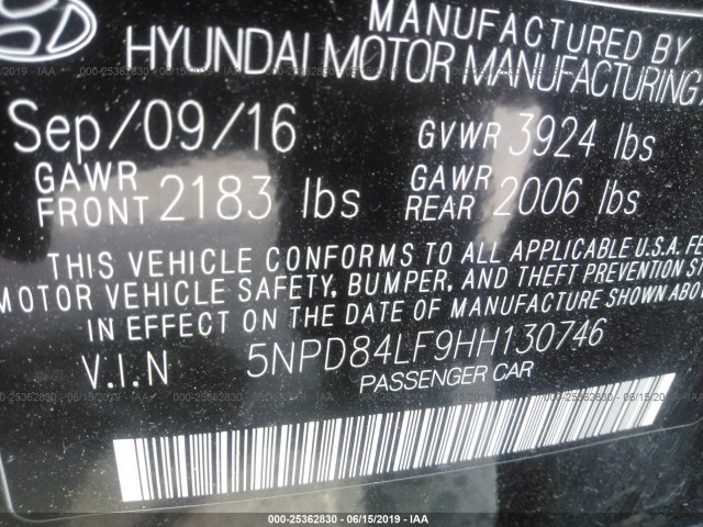 Photo 8 VIN: 5NPD84LF9HH130746 - HYUNDAI ELANTRA 